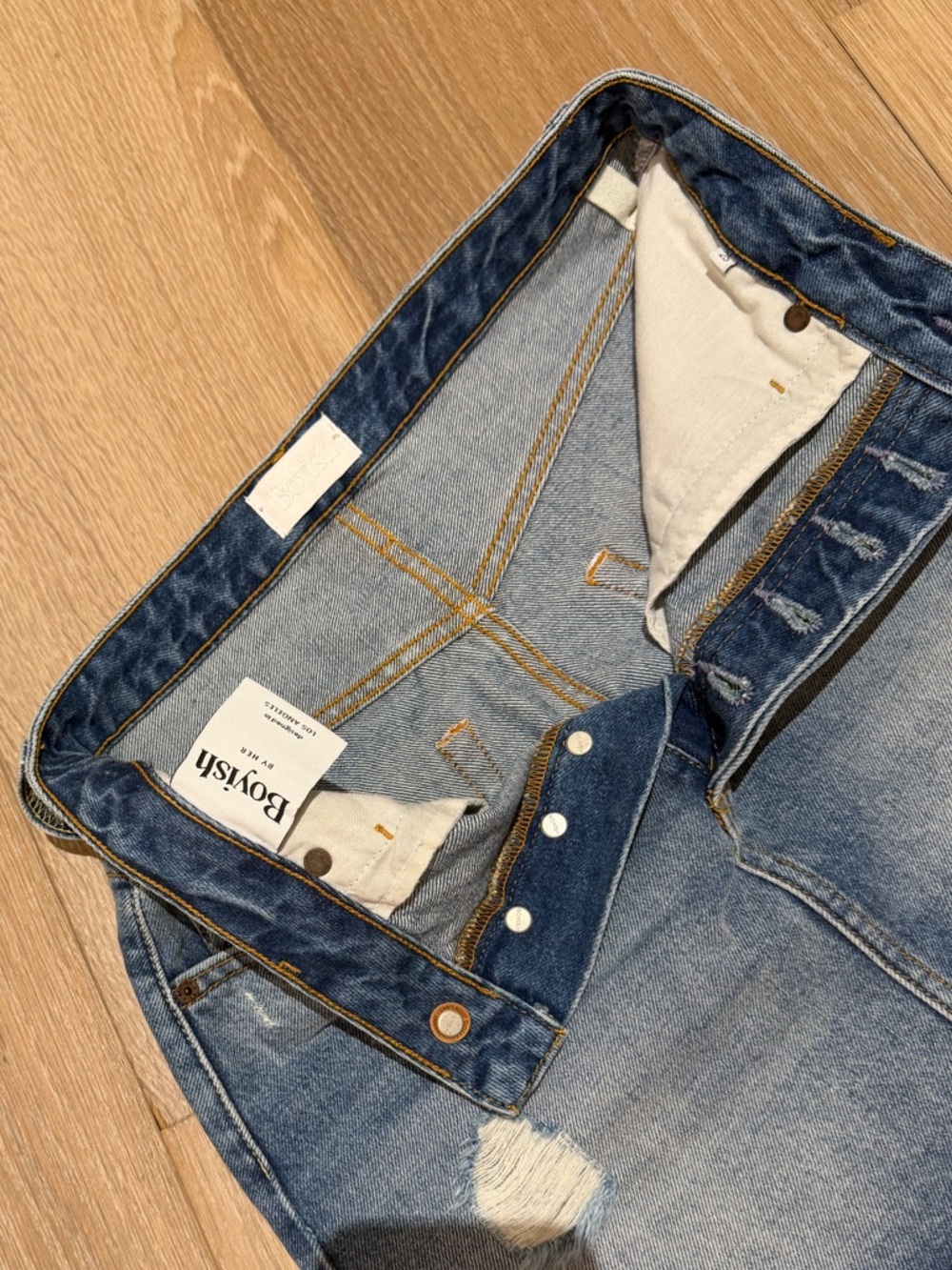 Boyish jeans Light Blue Washed distressed Denim Skirt 25 - Picture 12 of 12